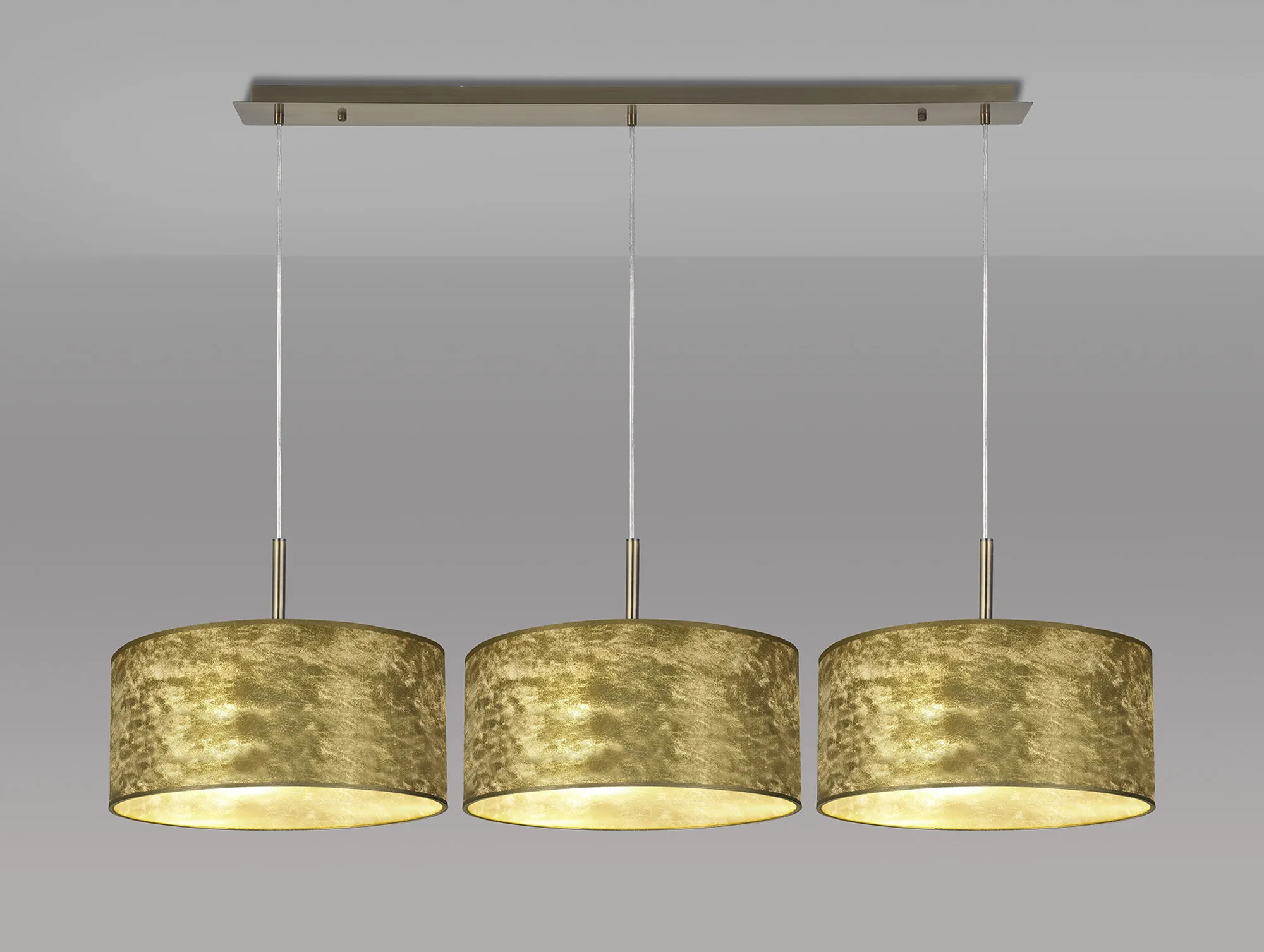 Baymont 40cm Shade 3 Light Pendant Antique Brass, Gold Leaf DK0842  Deco Baymont AB GL
